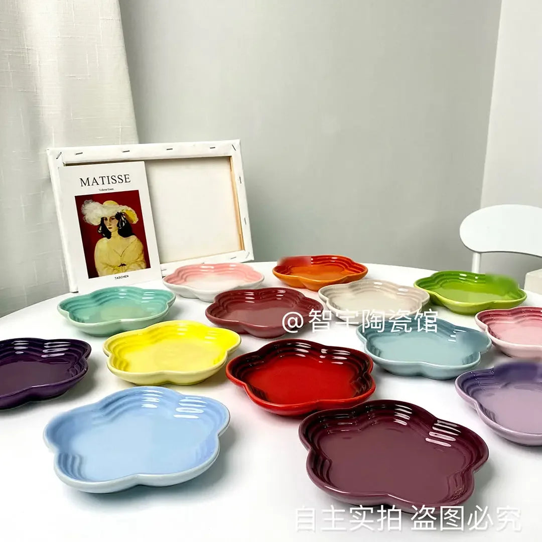 RAINBOW PLUM Blossom liten plate 6 tommer 15 cm sausplate Blomsterformet PET Gradvis pigg Benplate servise keramikk