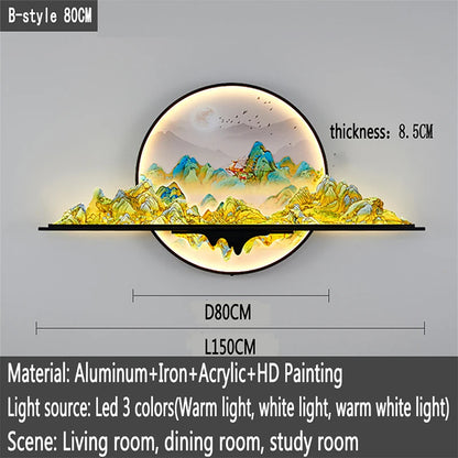 OUFULA Modern Picture Wall Light LED Chinese Creative Landscape Mural Lamp For Home Living Room Study Bedroom Decor