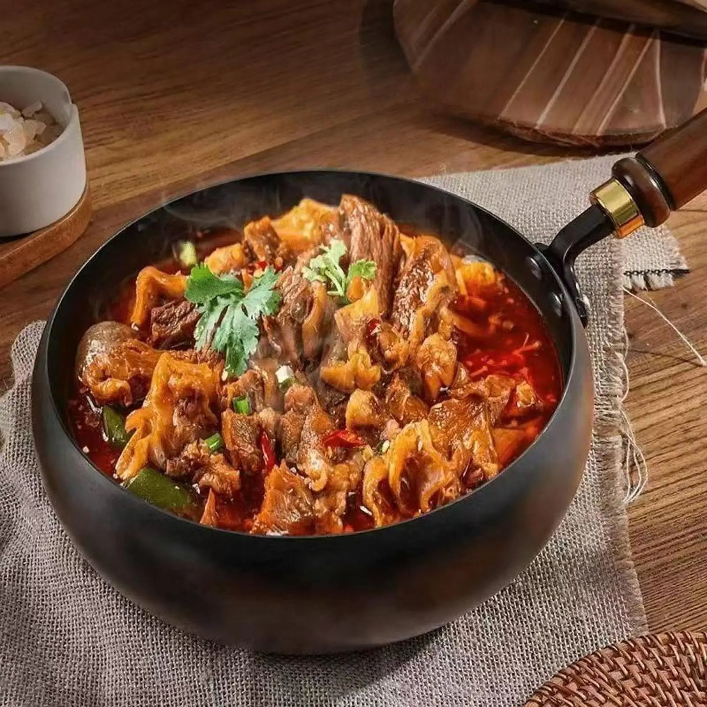 Nonstick Wok No Coating Gas Boiling Stir Fry Pan for Restaurant Camping Home Stovetop Induction Cooker Cookware Pots Cooking