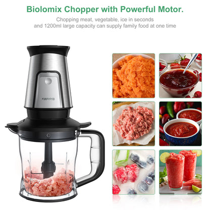Biolomix 3 em 1 processador de alimentos multifuncional 700w portátil espremedor liquidificador pessoal smoothie misturador picador de alimentos e moedor seco