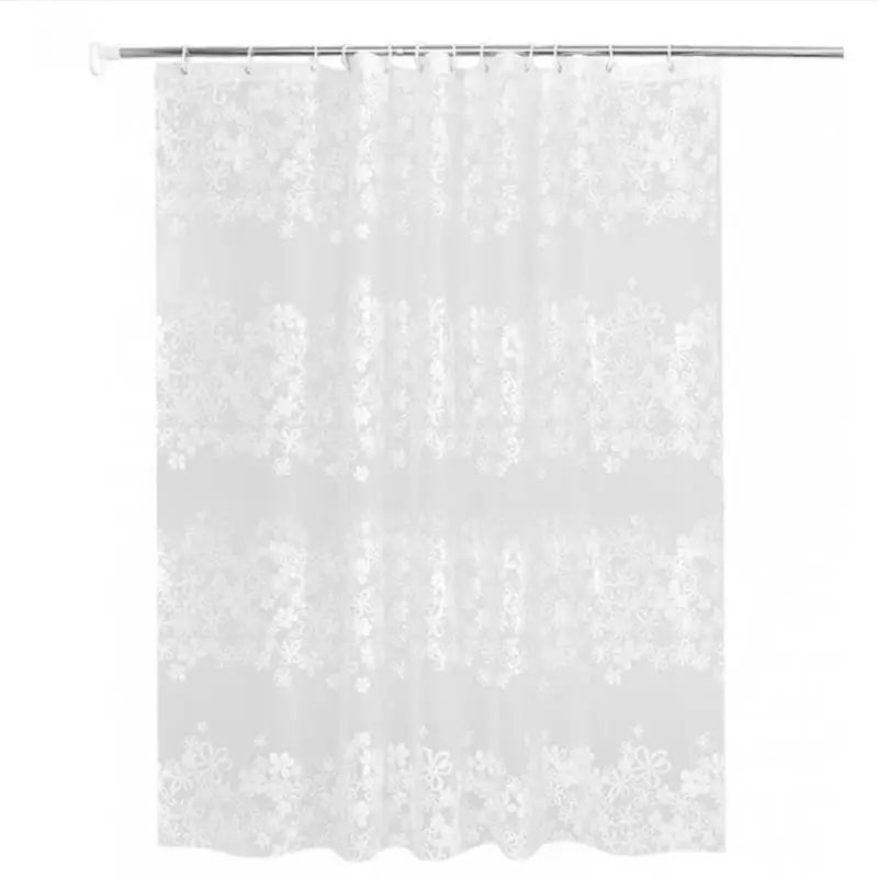 Bathroom Waterproof PEVA Shower Curtain Set With Hooks Bathtub White Flower Vine Mildew Proof Curtains Translucent Bath Screen
