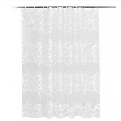 Bathroom Waterproof PEVA Shower Curtain Set With Hooks Bathtub White Flower Vine Mildew Proof Curtains Translucent Bath Screen
