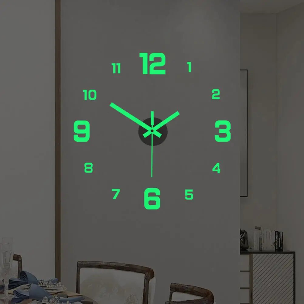 Luminous Wall Clock Quartz Clocks Acrylic Modern Mirror Stickers 3D Horloge 40CM Mute Wall Clock Home Decor