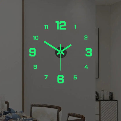 Luminous Wall Clock Quartz Clocks Acrylic Modern Mirror Stickers 3D Horloge 40CM Mute Wall Clock Home Decor