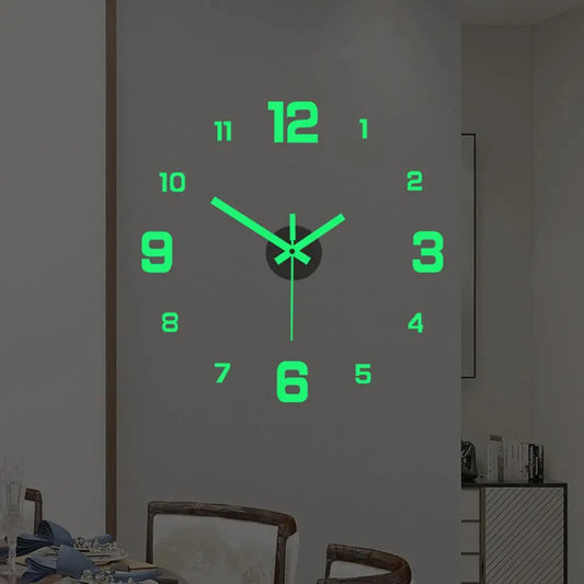 Luminous Wall Clock Quartz Clocks Acrylic Modern Mirror Stickers 3D Horloge 40CM Mute Wall Clock Home Decor