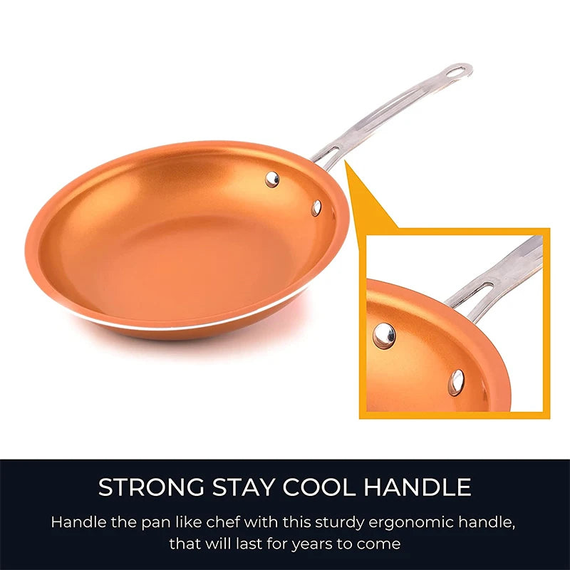 Lmetjma Frying Pan Nonstick 20 24 28 cm Frying Pan med keramisk titancoating Round Copper Egg Pan Kitchen Cookware KC0459