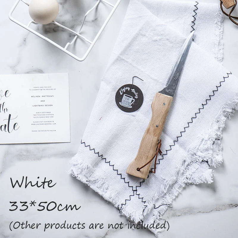 50*33cm Retro Linen Cloth Napkin with Furred Edge Food Photography Background Props Old Scenes Shooting Decor Mat Kitchen Napkin