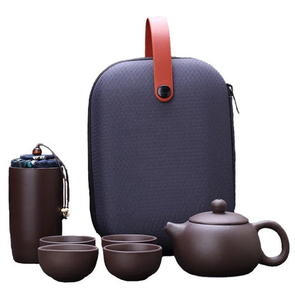 Portable Travel Kungfu Tea Set Zisha Ceramic Tea Set in Bag