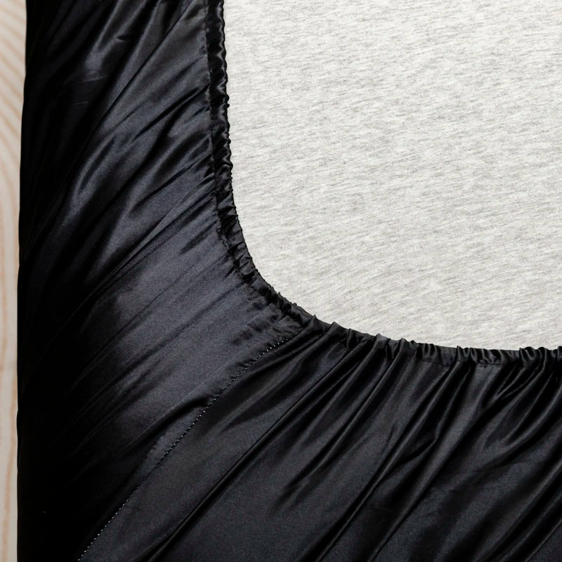 1Pc Satin Fitted Sheet Solid Colour Twin Full Queen Ice Silk Mattress Cover Natural With Elastic Band Bed Sheet (No Pillowcase)