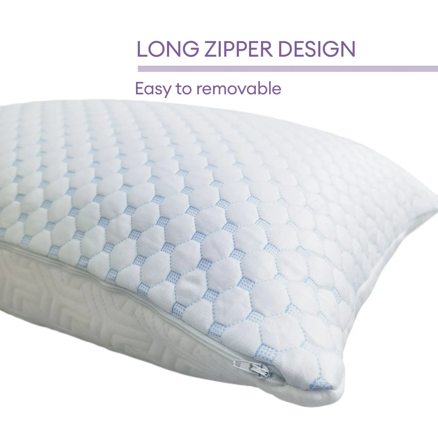 Cooling Pillow Memory Foam Pillows with Zipper Adjustable Firmness for Sleeping Cold Pillow (Two Sides Design)