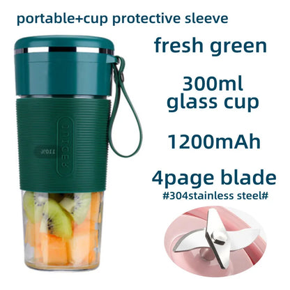Bærbar juicer USB genopladelig trådløs mini smoothie blender mixer frugtsaftproducent elektrisk juicer maskine glas cup