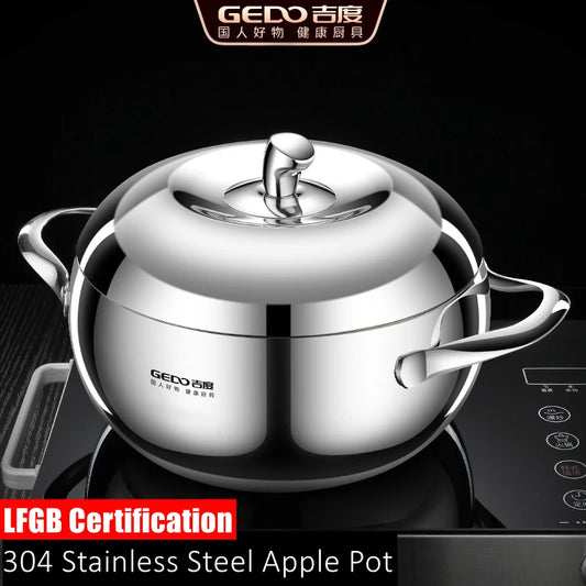 LFGB Certification Apple Shape 3.2L 304 Stainless Steel Kitchen Saucepot Ultra Thick Stewing Pot Internal Circulation Soup Pot