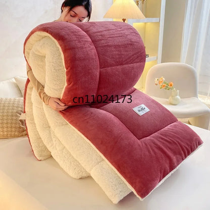 Hot Selling Thickened Winter Milk Fleece Quilt Lamb Fleece Warm Comforter for Single Double Bed Student Warmth Bedding