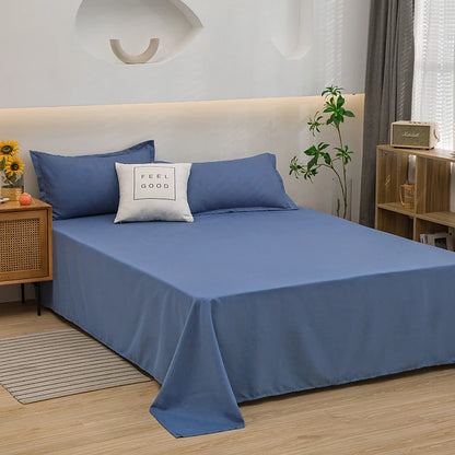 1 pc Bed Flat Sheet for Double Bed Plain Solid Color Top Sheets Single/Queen/King Flat Bedsheets Soft Home Bed Linen Sheets