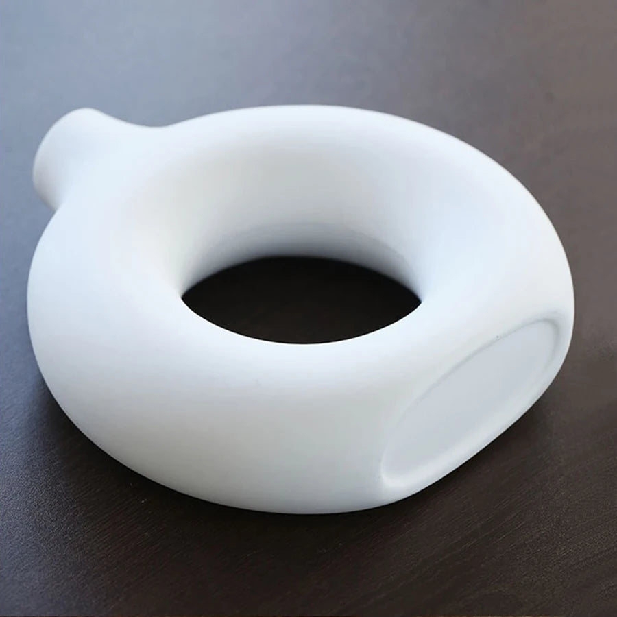 1pc, vasi di vaso in ceramica bianco/beige per arredamento, vaso moderno per la decorazione della casa, vasi boho per decorazioni, vaso circolare, vaso rotondo, vasino Donut