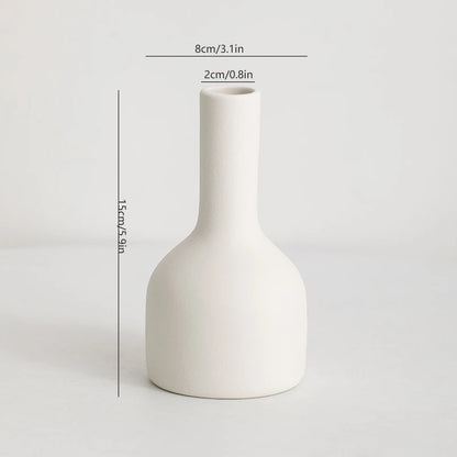 Nordic minimalist creative ceramic small flower vase for home, living room flower arrangement, green plants, tableware, dried fl
