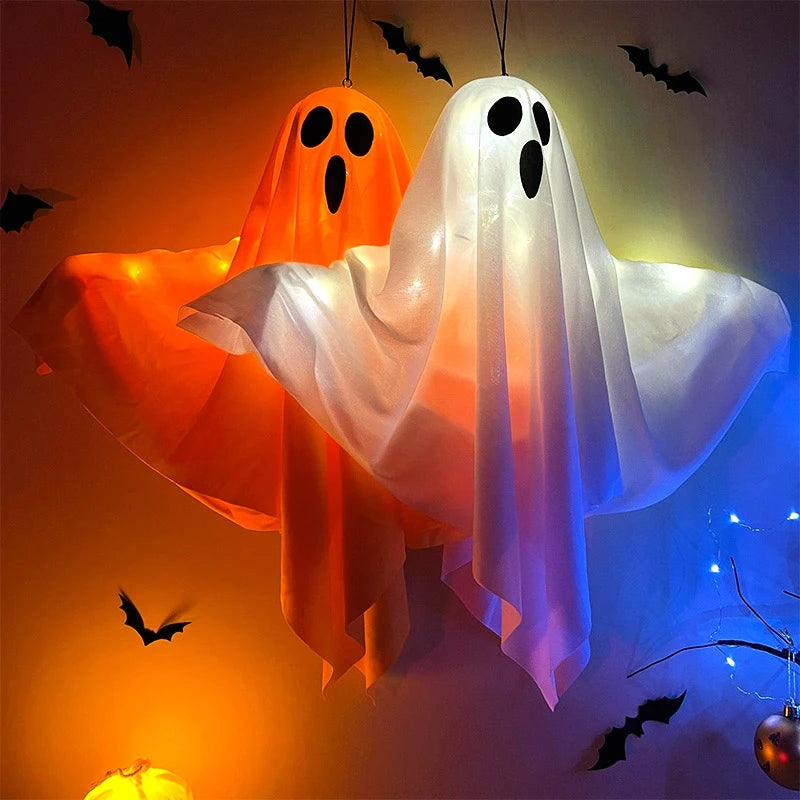 Halloween Party LED GLOW Ghost Ghost Home Indoor Outdoor Decoratie Supplies 2024 Haunted House Bar Hanging Horror Props With Lights