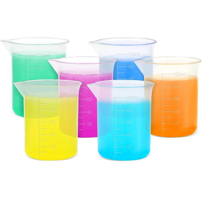 1/2/3pcs 100ml Test Measuring Cups Plastic Lab Beaker Graduated Mug Beaker Kitchen Tools Laboratory Volumetric Measuring Cups