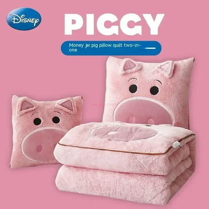 Disney Stitch Throw Pillow Blankets Two In One Kawaii Flannel Pillow Thickened Nap Blanket Living Room Child Bedroom Decoration