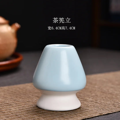 Japanese Matcha Whisk Holder Ceramic Green Tea Bowl Chasen Stand for Living Room Kitchen Dining Room Tea Ceremony Accessories