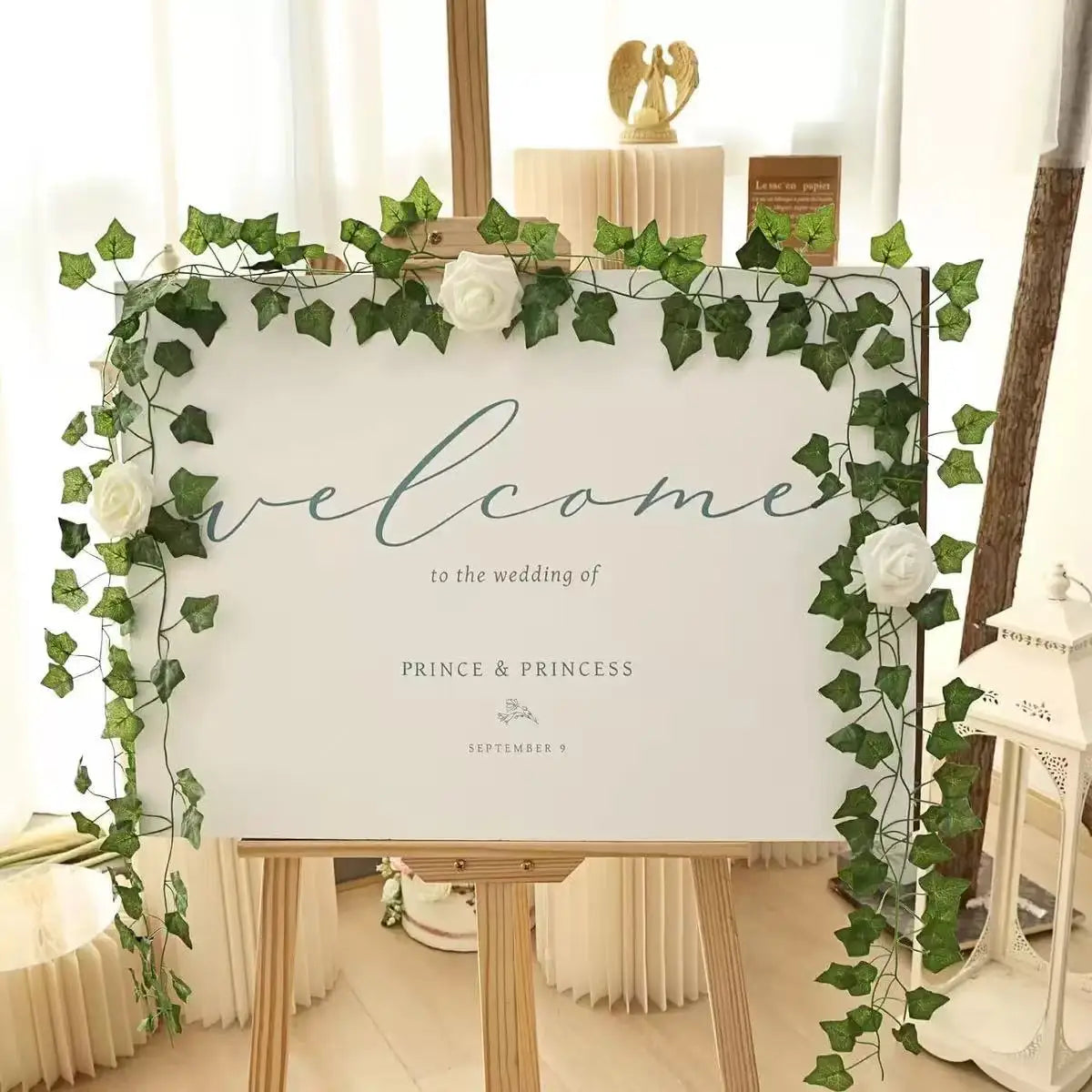 2.1M Green Ivy Leaf Hanging Vine Artificial Garland Silk Wall Plant Home Garden Decoration Wedding Party DIY Fake Wreath Leaves