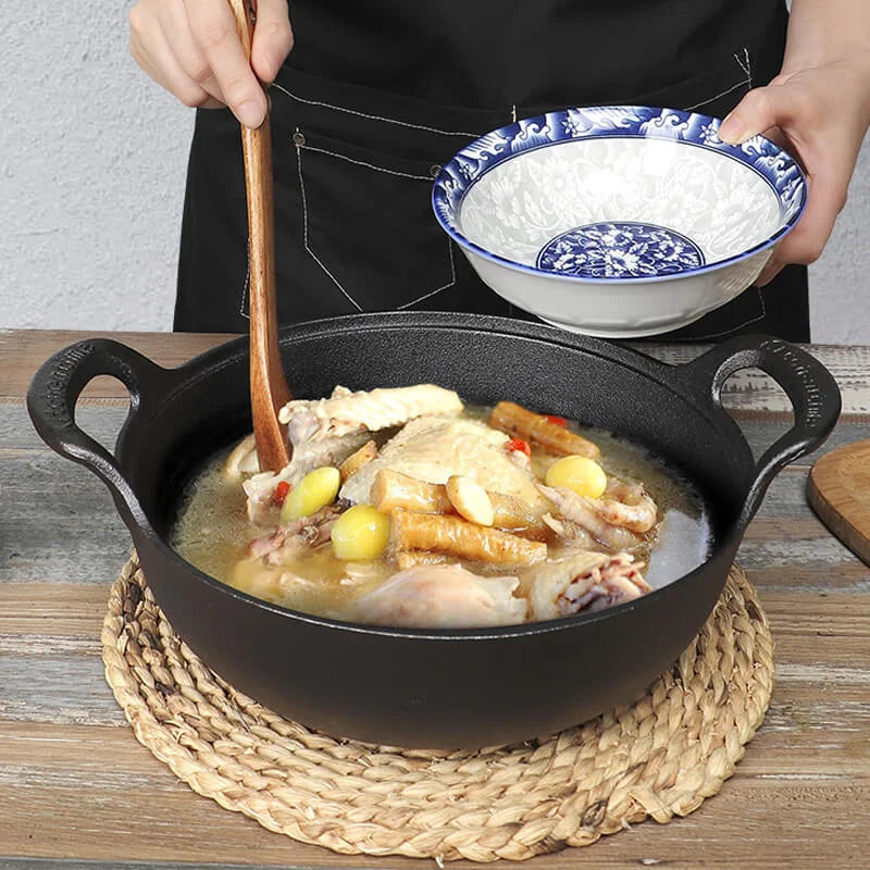 GHAS Iron POT non rivestita e non bastone Wok Casseruole cucina cucina pentola padella ghisa pentola wok padella friggita dropshipping