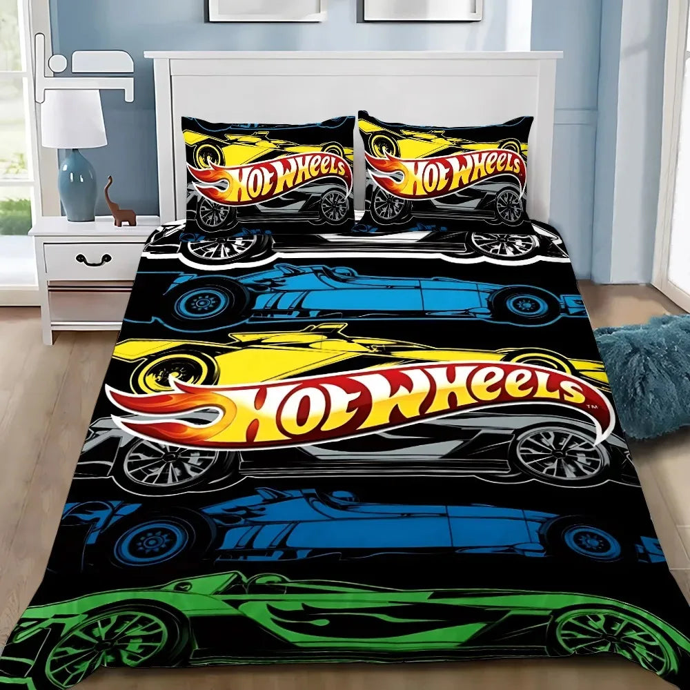 Cars Duvet Cover Wheels Pillowcase Bedding Set Adult Boy Girl Bedroom Decoration Children Gift Single Double Large Size