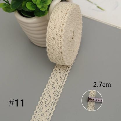 5 Meters Cotton Lace Trim Ribbon Beige Sewing Trim Lace Ribbon Crochet Lace Fabric DIY Wedding Party Craft Christmas Gift Decor