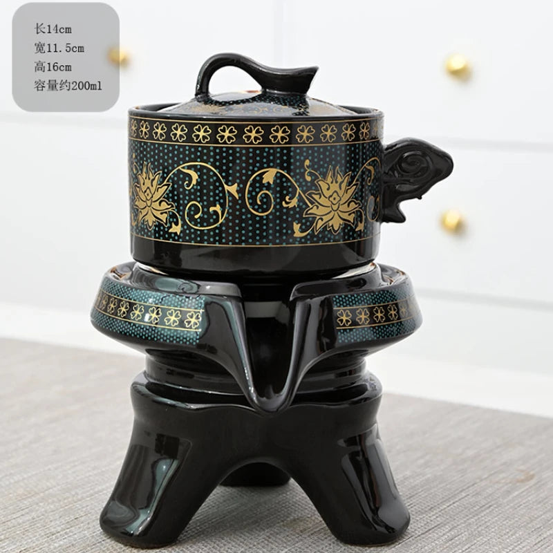 Creative Full Flower Graphite Automatic Tea Set Rotating Set Retro Ceramic Kung Fu Gift Teapot Teaware Sets