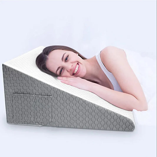 Almohada de cuña para cama para dormir, espuma de memoria de la capa de aire para almohada triangular de alivio de dolor de espalda, pierna y rodilla con cubierta extraíble