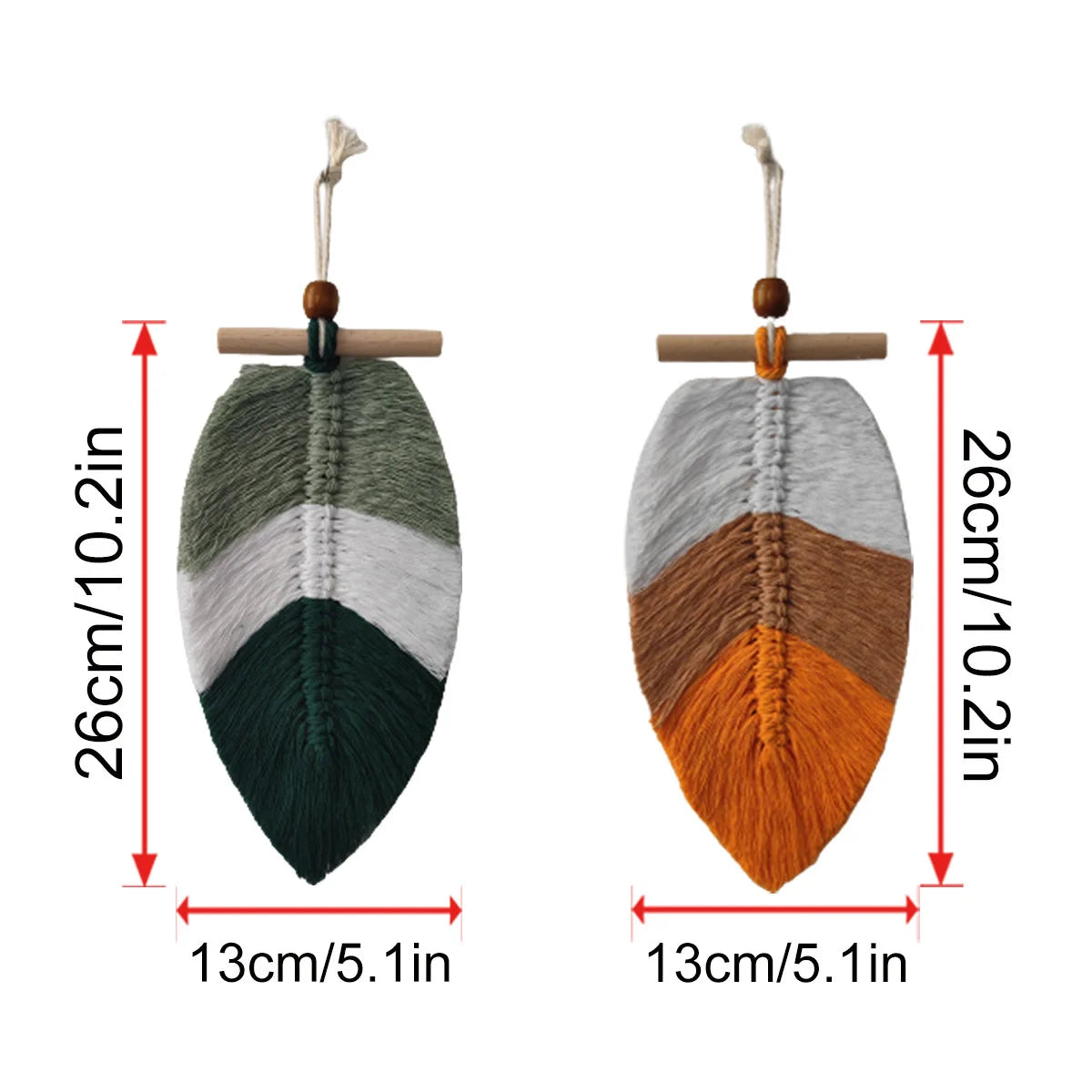 2pcs Bohemian Stil gewebte Blätter Wand Hanging Wandteppich Home Dekoration Baumwollfaden Dekorative Handwerkskänge