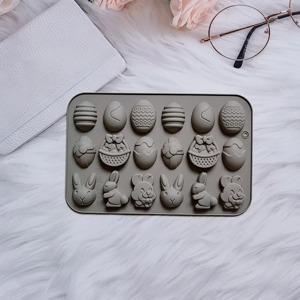 Easter Silicone Mold Cake Chocolate Cookie Baking Mould Rabbit Colored Holiday Decoration Kitchen Bakeware