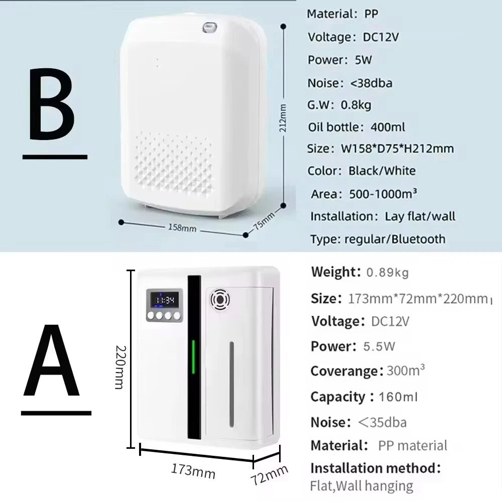 Room duft diffusor vægmonteret hotel luftfrisker bluetooth essentielle olier diffusor indbygget ventilator elektrisk lugt til hjemmet