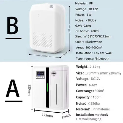 Szoba illatos diffúzor falra szerelt szállodai légfrissítő Bluetooth illóolajok diffúzor beépített ventilátor elektromos illata otthon