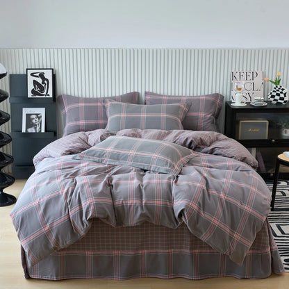 Pure Cotton Japanese Style Duvet Cover With Plaid Print  King Four Seasons Universal Bedding Cover Comfortable and Skin-friendly