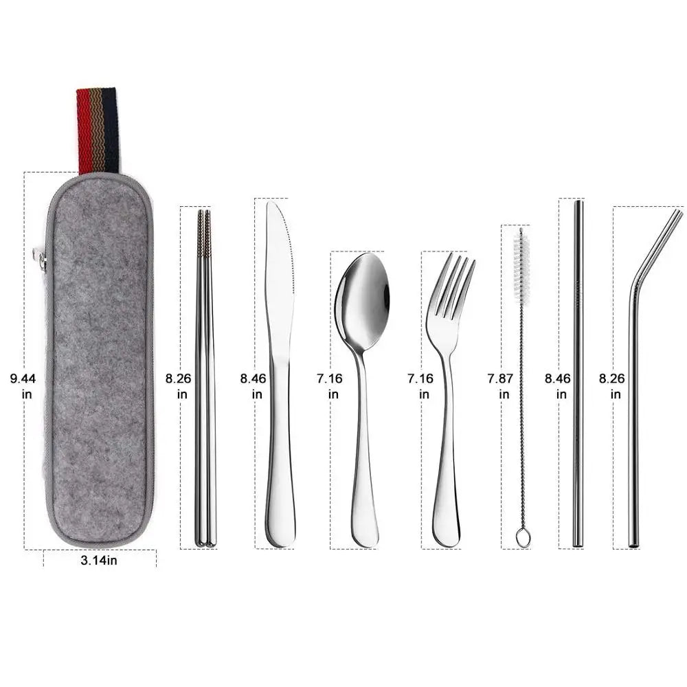 8pcs/set tacâmuri reutilizabile tacâmuri de călătorie set ustensile set cu o lingură inox