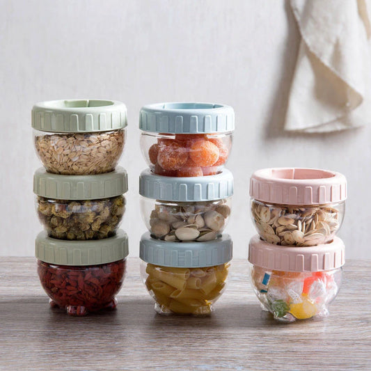 Plastic Sealed Cans Food Storage Jar Spice Teas Beans Candy Preservation Bottle Tool Kitchen Tool Value Container Set Multicolor