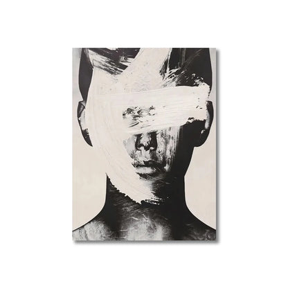 100% Handmade Black White Portrait Oil Paintings Nodic Abstract Figure Canvas Painting Artworks for Living Room Home Wall Decor