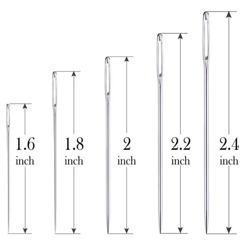 25 pcs große Augennadeln, 5 Größen Big Eye Hand nähen scharfe Nadeln Stickelfadennadel mit Holznadelgehäuse