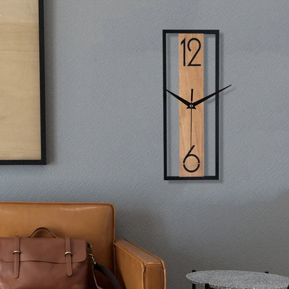 Rectangular wood grain wall clock for quiet decoration in homes and offices used in living rooms bedrooms and dining rooms