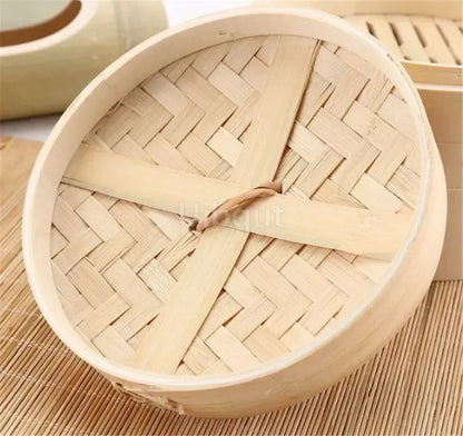 Bambusdamper Fish Rice Vegetable Snack Basket Set Kitchen Cooking Tools Cage eller Cage Cover Cooking Kokekar matlaging