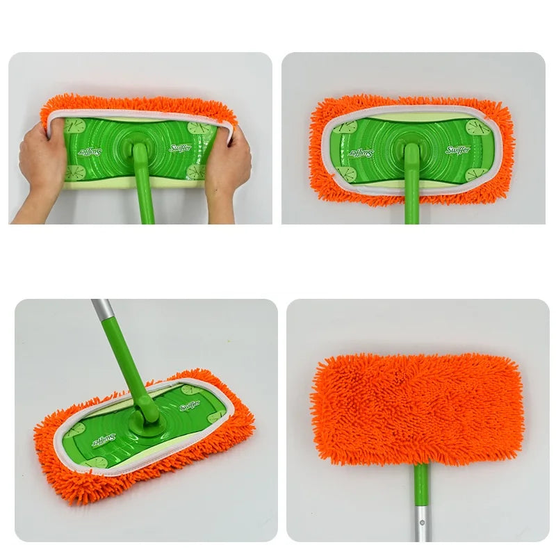 2PCS Mop Cloth Reusable Pad For Swiffer Sweeper Mop Washable Microfiber Pad Cleaning Pad For Bathroom Kitchen Living Room