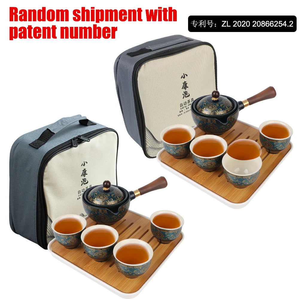 Blumen exquisite Form 360 Rotation Teemaschine und Infuser -Porzellan Chinesische Gongfu -Tee -Set Keramik -Teetasse für Puer