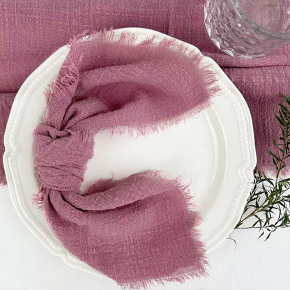 6PCS Napkins 32x32cm Cotton Cloth Gauze Retro Burr Rustic Kitchen Towel Dining Place Mat Wedding Party Linen Napkin Table Decor