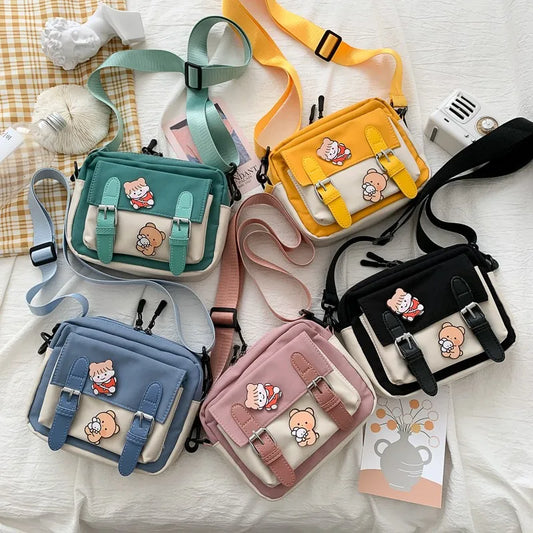 Koreansk stil duk axelväska för kvinnor ny mode kvinnlig crossbody