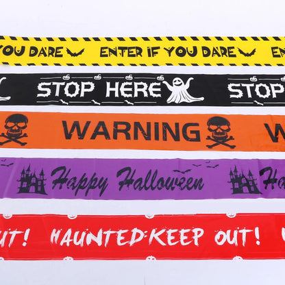 NIEUW 1PC Halloween Props Window Prop Warning Line Plastic Skull Head Warning Tape Signs Halloween Decoration Witch Ballonnen Lot