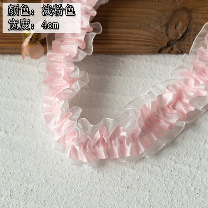 2meters High Quality 2024 Pleated Lace Ribbon Trimming For Party Dress Decorative Clothing Diy Crafts Supplies Needlework Fabric