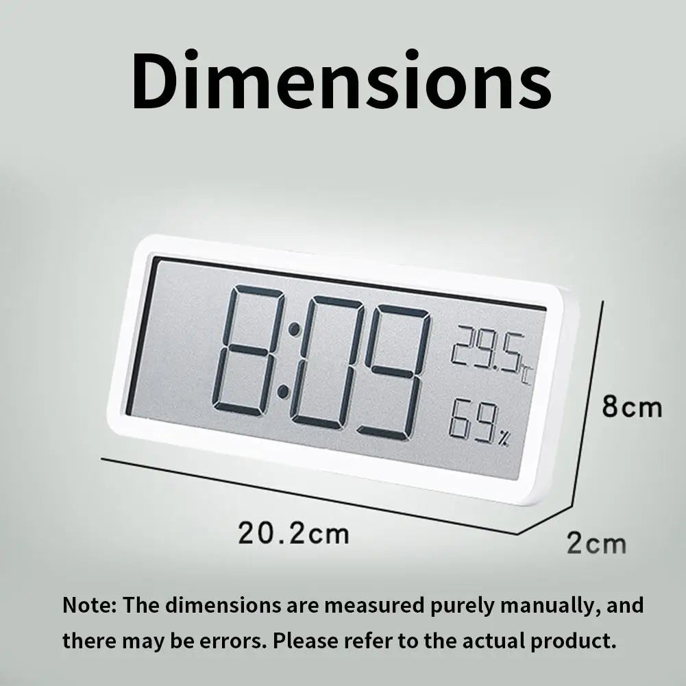 Digitālā sienas pulksteņa elektroniskais sienas piestiprinātais LCD Disply Clocks daudzfunkcionāla temperatūras un mitruma modinātājs