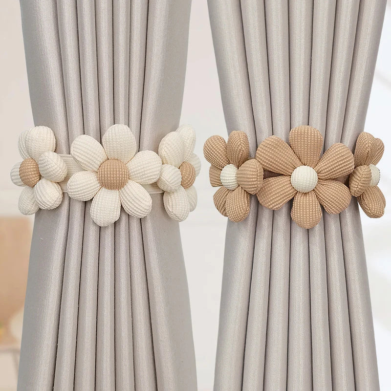 1Pcs Flower Shape Curtain Tieback Elastic Band Window Curtain Buckles Magnetic Buckle Curtain Rope Holders Kids Room Home Decor