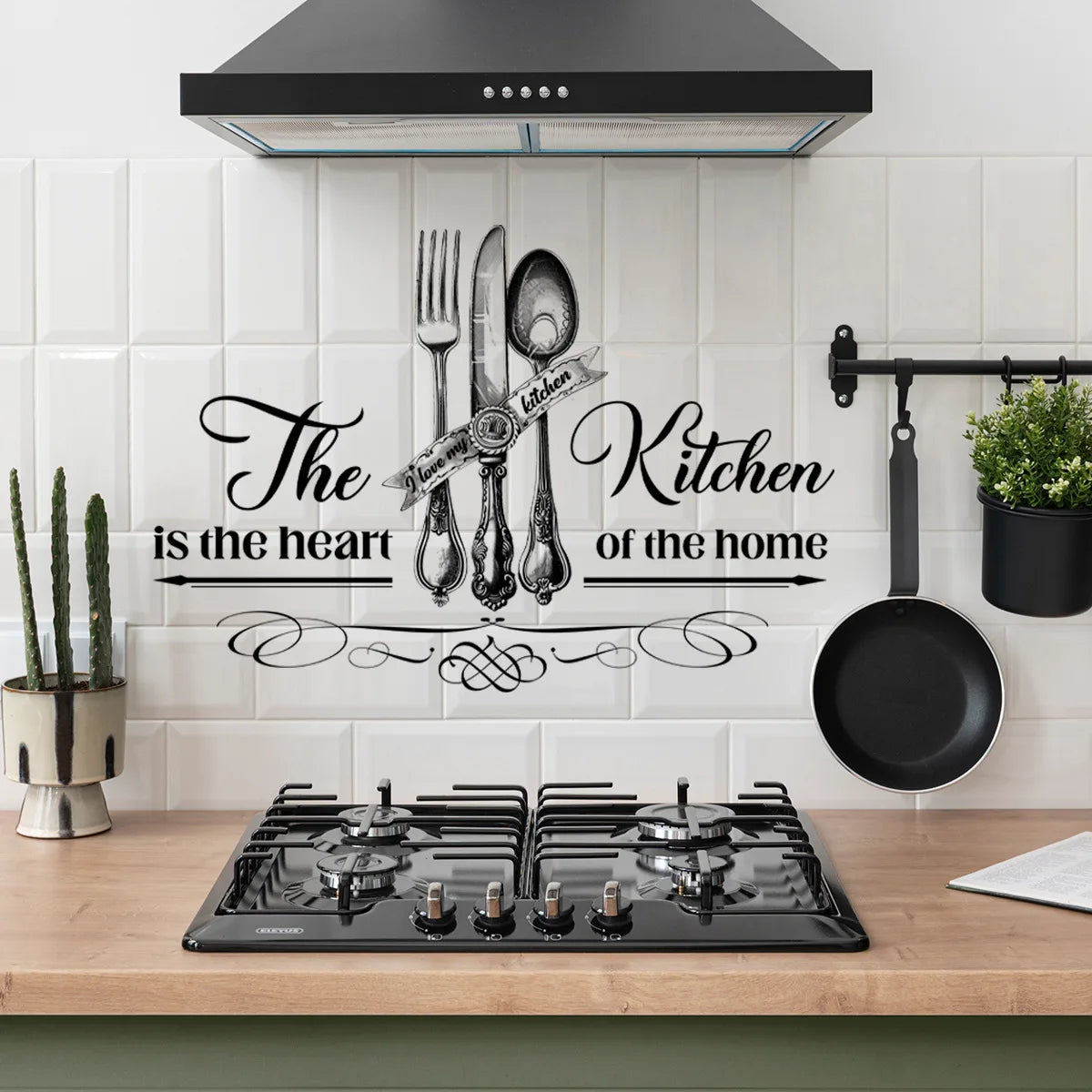 Kitchen Tools Knife and Fork Pattern  Wall Sticker for Lovely Home Kitchen Dining Room Background Wall Decoration Self-Adhesive